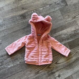 Mayoral Light Pink Faux Fur/Knit Jacket